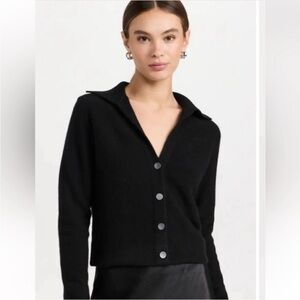 Vince Black Cashmere Button down sweater with polo collar size small